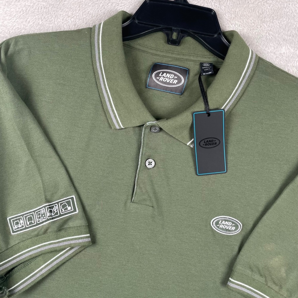 New Land Rover Oval Polo Shirt Mens 3XL Green Embroidered Chest Logo Cars NWT